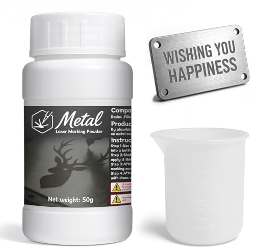 1DFAUL 50 g di polvere per marcatura laser, fluido spray per marcatura metallica, per incisione laser, contrassegno permanente, per alluminio, acciaio inossidabile e ottone