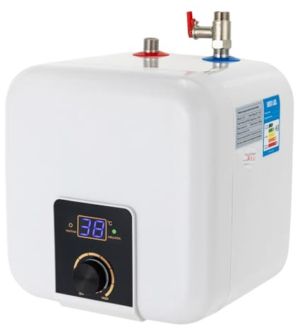 Scaldabagno elettrico da 8 l, scaldabagno istantaneo da 1500 W, con indicatore LED, scaldabagno per cucina e lavandino, protezione IPX4, bianco