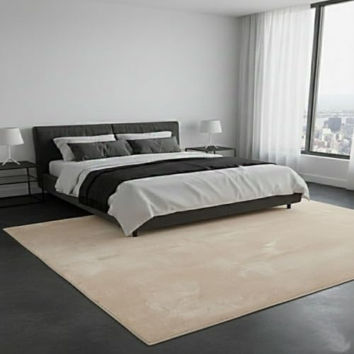 VIMODA Teppich Wohnzimmer Schlafzimmer Ultra Weich – Modern, super flauschig & weich, dicht gewebt,Farbe:Beige;Maße:200x290 cm