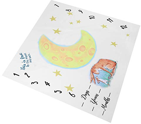 RIZGHWOY Paño Mensual Infantil, Adorable Dibujo de Luna, Animal, bebé, Hito, Crecimiento, Accesorio de Fotografía para bebé, Material de Algodón y Poliéster