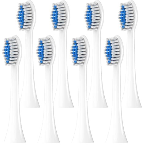 8/12/20 têtes de brosse rechange souples | Conception à clipser for un usage quotidien(White-8 Pcs)