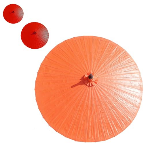 Handmade Waterproof Chinese Paper Umbrella - Sunproof Rainproof Patio & Garden Umbrella for Outdoor Holidays Terrace Balcony Market Use (Orange)