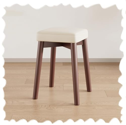 Tabouret de bar en bois beige noyer de 45,7 cm, tabourets de comptoir empilables avec siège rembourré, portable et empilable, pour salle à manger et salon