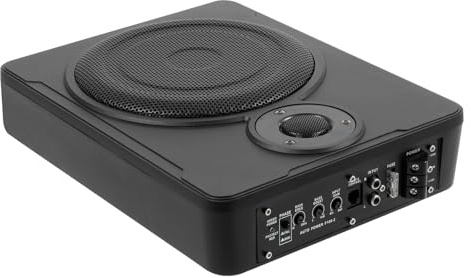 Linanty Bil subwoofer för under sätet, smal bilsubwoofer med integrerad förstärkare, maximal effekt 300 W, 30–100 Hz, hög/låg nivå-ingång