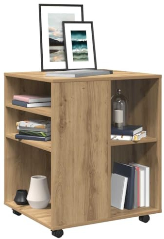 Bucmath Rollschrank Artisan-Eiche 60x53x72 cm, Holzwerkstoff, mobil mit Rollen, vielseitiger Aufbewahrungsschrank für Büro und Küche, praktischer Stauraum
