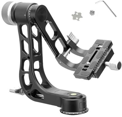 Garsent Gimbal Head, CNC Aluminum 360° Panoramic Gimbal Tripod Head with 1/4in Thread Quick Release Plate for DSLR Mirrorless Camera Bird Watching, Load Up to 33lbs
