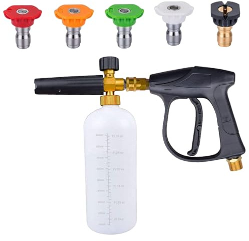 à Mousse, Pistolet à Mousse pour Lavage de Voiture avec 5 Buses de pulvérisation, Pistolet Lavage Haute Pression, Connexion Rapide pour Nettoyeur Haute Pression, Voiture