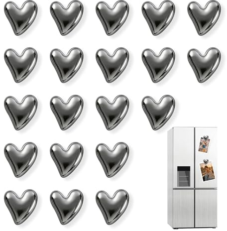Aihoom 20 Pièces Aimants Frigo Noirs en Forme de Cœur, Magnets Puissants et Décoratifs pour Réfrigérateur, Tableau Magnétique et Bureau, Petits Aimants pour Photos et Notes, Décoration Maison