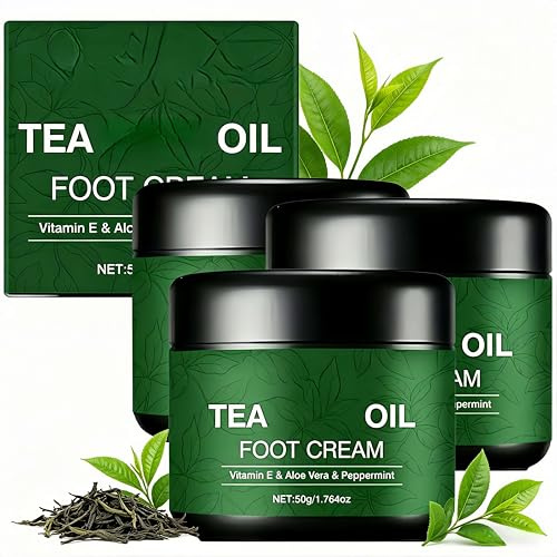 Crema Piedi Lenitiva Aloe Vera Olio di Tè – Balsamo Riparatore et Idratazione Profonda per Talloni Secchi Screpolati – Trattamento Nutriente Anti-Screpolature – Emolliente (3Pezzo)
