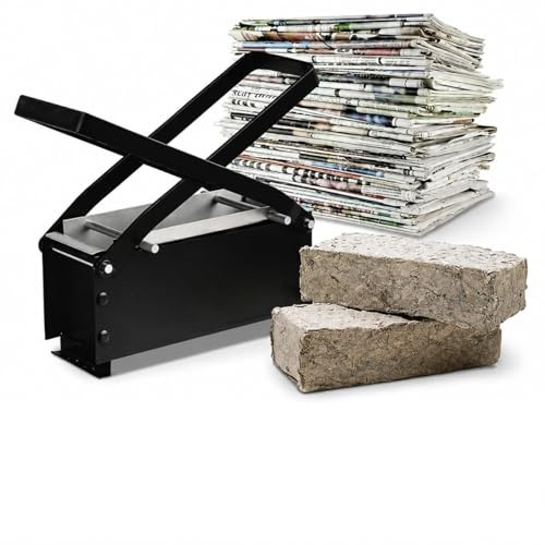 Garden Mile Paper Log Briquette Maker, Newspaper Recycling Press for DIY Fire Bricks, Fireplace, Fire Pit and Chiminea