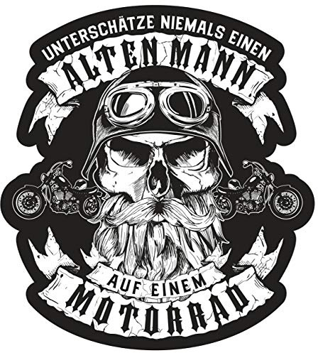 Spaß Kostet Aufkleber Unterschätze Niemals einen Alten Mann auf einem Motorrad (wetterfest)