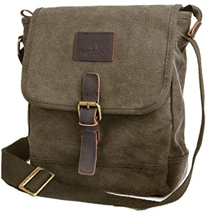 TOPWOLFS Canvas Messenger Bag Small Crossbody Bag Casual Travel Working Tools Bag Shoulder Bag Hold Phone Handset Anti Theft