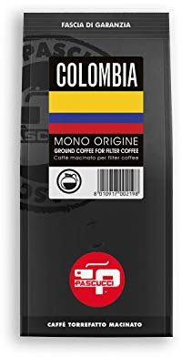 Caffè Pascucci - Caffe Monorigine Colombia Macinato Per Americano Filter Coffee French Press Caffè Filtro 250 g Sacchetto Salva Aroma Singola Origine