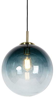 Qazqa Art Deco Pendelleuchte, Pendellampe - Pallon - Blau, 33cm, Ideal als Wohnzimmerlampe