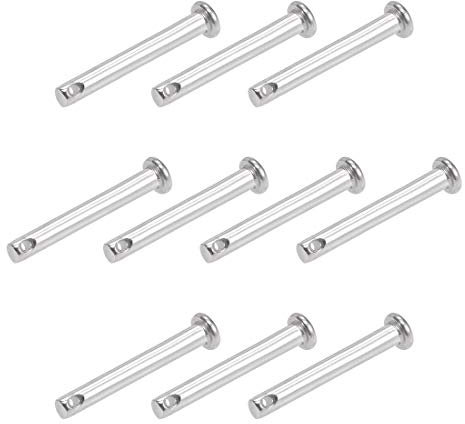 sourcing map 10 Stück Steckbolzen Gabelkopfstifte Gelenkstift Einloch Splintstift Flachekopf 4mm x 30mm aus Edelstahl 304