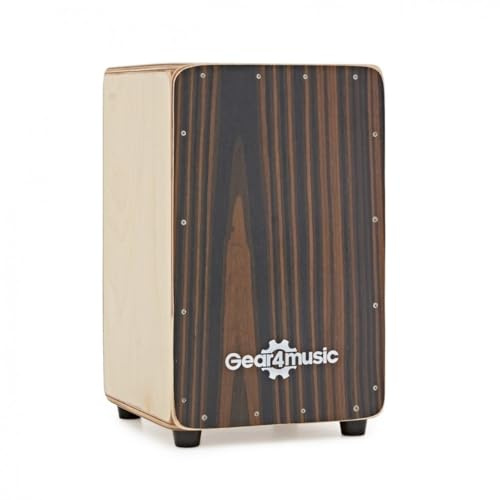 Cajon Compact en Hêtre avec Assise et Housse - Ébène par Gear4music | Corps en hêtre avec fils internes réglables, son claqué et lumineux, idéal pour le busking et le flamenco