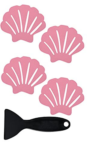 Secopad Adesivi Antiscivolo per Vasca da Bagno, 24 Pezzi, per Vasca da Bagno, Doccia, battistrada Adesivi, Raschietto (Rosa)