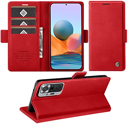 Wezimoe Handyhülle für Xiaomi Redmi Note 10 Pro Hülle, Standfunktion Kartenfach Wallet Premium Leder Schutzhülle Flip Case Cover Stoßfeste Klapphülle Note 10 Pro 6,67 Zoll