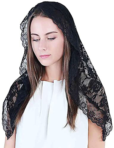 CICILIAYA Mantilla Veil Mass Veil Chapel Veil Lace Veil Black Veil White Veil Shoulder Length Vails Women's Church Veils Soft Veil For Church Latin Mass Girls First Communion Gifts