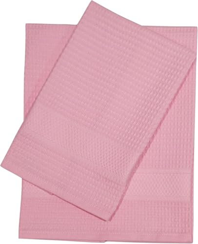 Corredocasa Coppia Asciugamano e Ospite/Telo 100% Cotone Nido d'Ape Disponibile in Diverse Varianti di Colore Tinta Unita (Asciugamano 60x100 cm ed Ospite 40x60 cm, Rosa Cipria)