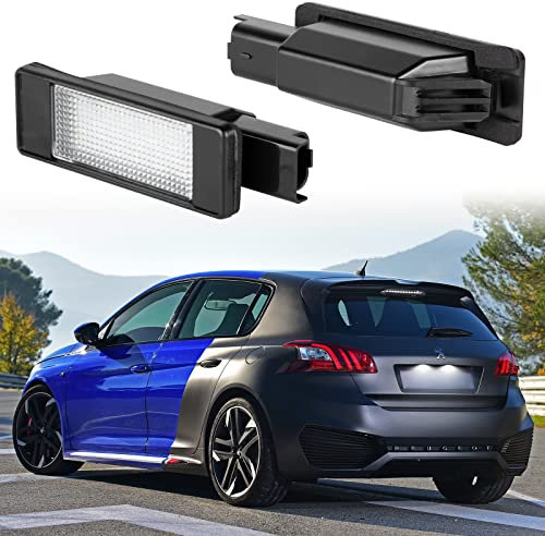 POPMOTORZ Pack of 2 LED Number Plate Light Bulbs Number Plate Light Lamp 2835 SMD with CanBus Error Free License Plate Light for Peugeo-t 207/207 CC / 208/308 II /2008
