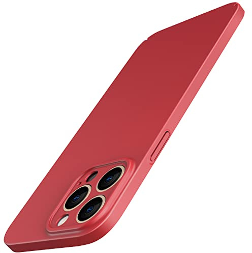 JETech Cover Sottile Aggiornamento (0,85 mm Magro) per iPhone 13 Pro Max 6,7 Pollici, Copriobiettivo per Fotocamera Protezione Completa, PC Rigido Opaco Leggero Custodia Ultra Sottile (Rosso)