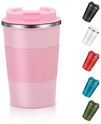 Dycietx Travel Mug with Leakproof Lid,Insulated Reusable Coffee Mug Hot&Cold Drinks/Tea,Portable Stainless Steel Thermal Takeaway Travel Coffee Cup Car//Picnic/Office/School (Pink) (CM03RD)