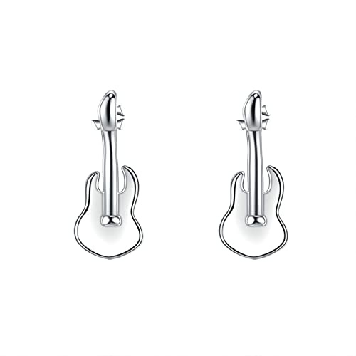 Ayoiow Ohrringe Frauen Retro, Mädchen Ohrringe Echt Silber Gitarre Ohrschmuck Indisch Silber