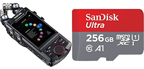 TASCAM Portacapture X8 - Portable 6+2-Track High-Resolution 32-bit float/192-kHz Recorder & SanDisk 256GB Ultra microSDXC 150MB/s+SD Adapter, Black