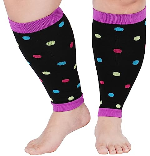 Abodhu Plus Size Compression Leg Sleeves for Women& Men 15-25mmHg Wide Calf Knee High Leg Sleeves