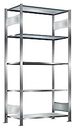 Oswald Transportgeräte Steckregal, verzinkt, Breite 1 m, Höhe 2 m, Tiefe 0,6 m, 5 Böden, Fachlast 150 kg, beidseitig