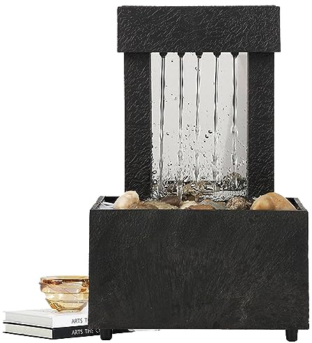 Tuzsocr Tischbrunnen, Wasserfall, für den Innenbereich, Meditation, batteriebetrieben, USB-Ladegerät, für die Dekoration von Haus, Büro, Wohnzimmer