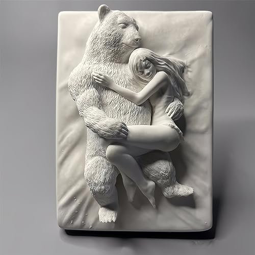 Statua di ragazza e orso statuetta fiaba replica miti scultura artigianato in gesso per fare schizzo pratica arte casa ufficio decorazioni per la stanza dei bambini