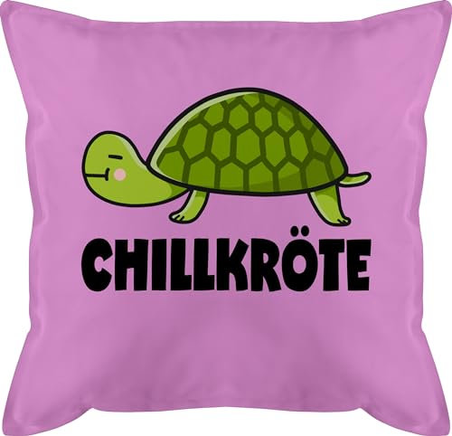 Kissen 50x50 - Statement - Chillkröte - 50 x 50 cm - Pink - Statement-Kissen Statements kröte mit füllung kopfkissen schwarz sprüche chill bezug Turtle sofakissen Turtles Pillow Chiller Cushion