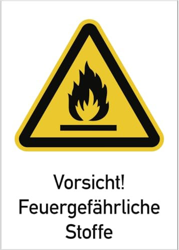 Dreifke® Vorsicht! Feuergefährliche Stoffe ISO 7010, Kombischild, Alu, 262x371 mm