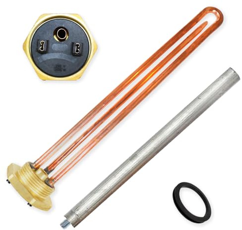 GOLDMAN SERVICE Kit résistance thermique électrique monoblock filetée de 1¼ pouces - Anode magnésium - joint de rechange pour chauffe-eau, accumulateur solaire, chaudière (2000 W)