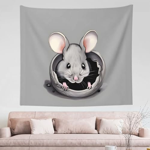MYGANN Graue Ratte für den Innen- und Außenbereich, dekorativer Wandteppich, 152 x 130 cm, für Tischdecken, Vorhänge, Sofabezüge