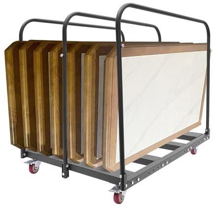 AGULIUM Folding Table Cart, Folding Table Trolley with 4 Universal Wheels, Table Cart with 10 Folding Table Capacity, Heavy Duty Panel Dolly for Reataurant Party Hotel Furniture
