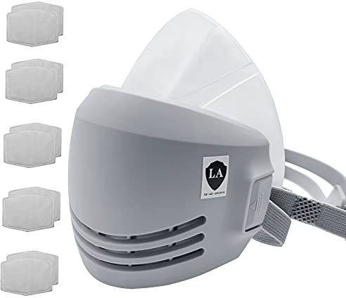 Maschera traspirante riutilizzabile con 10 filtri - Respiratore a mezza maschera per la lavorazione del legno, saldatura, lucidatura e protezione del lavoro