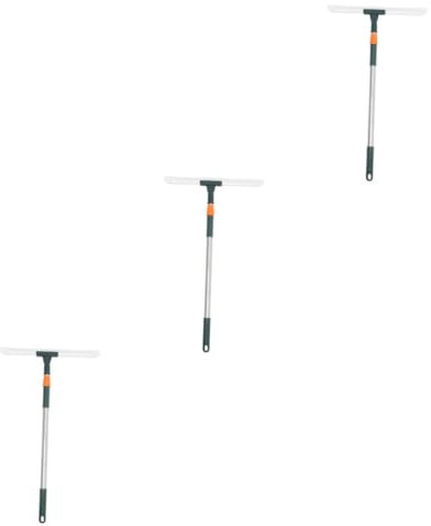 Healeved 3pcs Bathroom Silicone Tile Scrubber Long Handle Window Squeegee Extension Pole