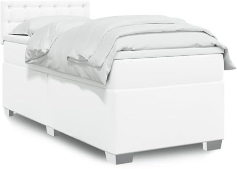 qohoio Boxspringbett mit Matratze Weiß 80x200 cm KunstLED Bett Boxspringbett Bett Mit Matratze Polsterbett Schlafzimmer MöBeler - 3288397