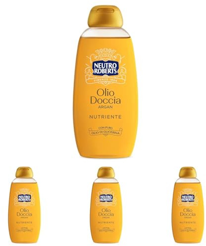Neutro Roberts Olio Doccia con Olio d'Argan, ottimo per Pelli Delicate, Formula Nutriente e Idratante per una Pelle Morbida e Sana, Deterge Senza Ungere, Flacone da 250 ml (Confezione da 4)