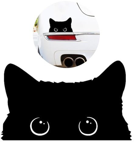 Black Cat Car Stickers, Peeking Cat Sticker, Funny Car Bumper Decal, Waterproof PVC Sneaky Cat Decal, Cartoon Animal Cat Kitten Sticker, Car Accessories Decor Decal for Laptop Window Wall Cup Luggage