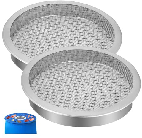 6 inch Rain Barrel Screen Filter, Rain Barrel Cover Vent for Rain Water Collection Barrel Diverter System, Mesh Screen Vent Cover, 2 Pcs