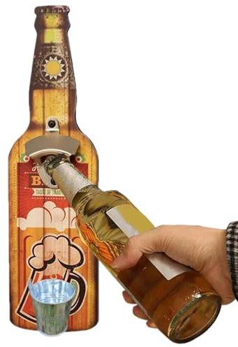 Abrelatas de pared, abridor de botellas de pared,Abrebotellas de cerveza colgante - Abrebotellas con colector de tapas, abrelatas de cerveza de pared vintage para hombres