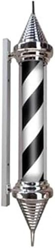 VUIKLCty Poste de barbero con luz LED for Exteriores, Poste de barbero Blanco y Negro, Giratorio e Iluminado, Rayas de luz, Resistente al Agua, Letrero de peluquería, lámpara de Pared(1 UK)