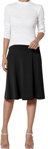 Mayoii Damenrock, Schlichter, eleganter Faltenrock für Damen, Midirock mit hoher Taille (DE/NL/SE/PL, Bundweite, 32, Regular, Regular, Black-L)