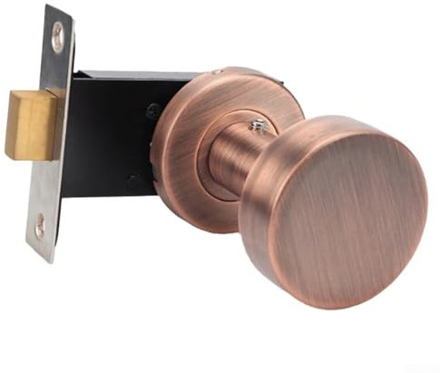 Serrure de porte invisible ronde simple, bouton de porte intérieur pour chambre à coucher, fonctionnement pratique sans clé, pour sécurité de porte invisible (cuivre rouge)