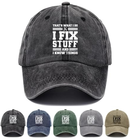 Yutdeng Cappello Baseball Uomo Donna Cotone Estivo con Visiera Cappellino Regolabile I Fix Stuff Stampa Personalizzata Taglia Unica Berretto Snapback Hip-Hop Trucker Hat Cappelli,Nero
