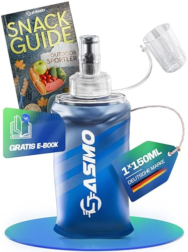 SASMO® Soft Flask 1x150ml BPA-Frei & Ultraleicht | SoftFlask - Schutzkappe & High Flow Ventil | Faltbare Trinkflasche für Laufen, Wandern, Radfahren & Outdoor | Soft Trinkflasche faltbar